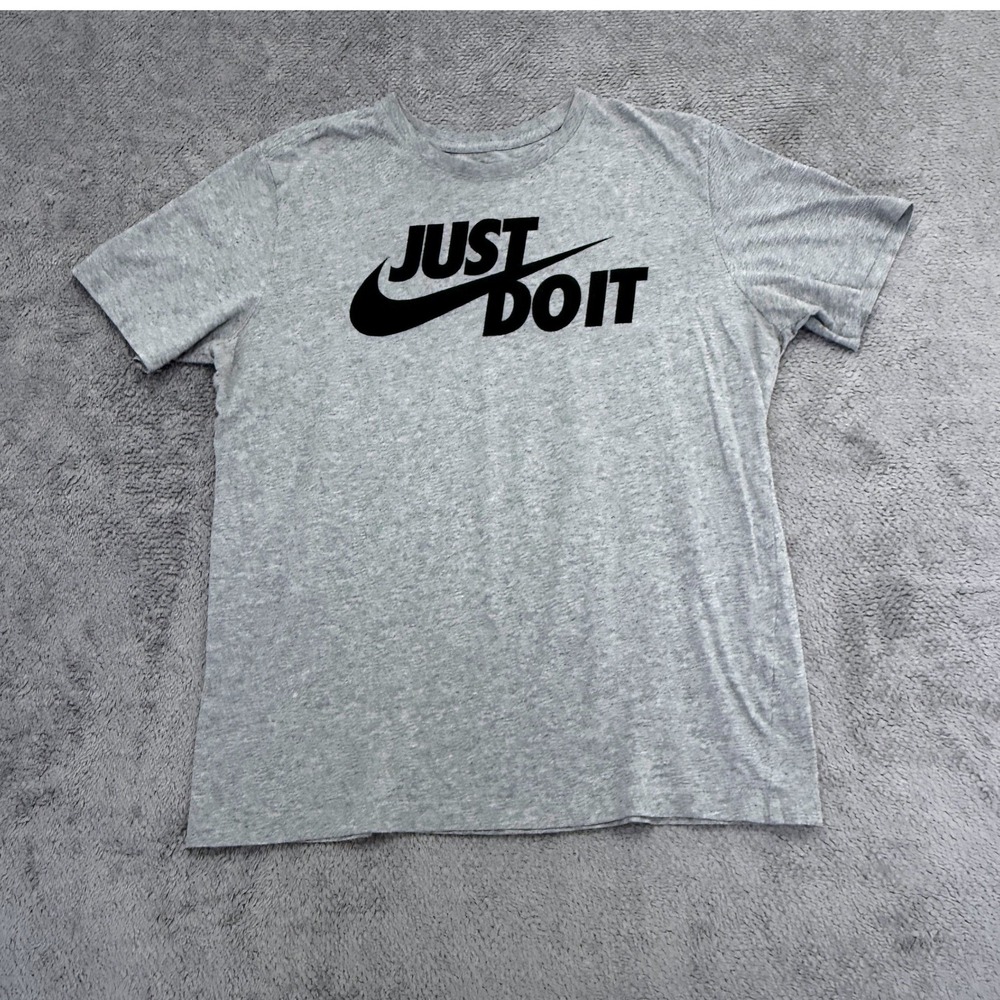 Nike T-Shirt Mens S Gray Just Do It Graphic Short Sleeve AR5006-063